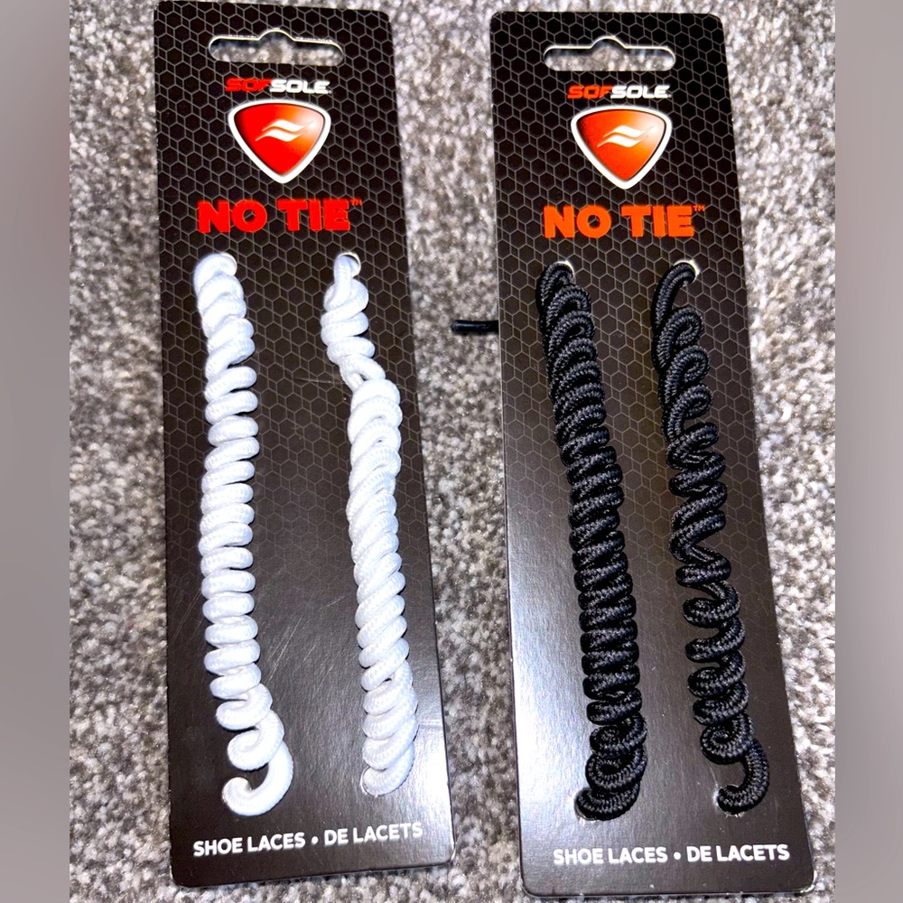 SOF SOLE BRAND- NO TIE LACES~ 2 Pair. 
  (1 BLK PR. & 1 WHT. PR.) OSFM